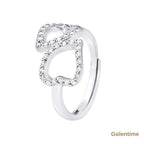 Bague Double Cœur Ajustable — Argent 925 et Oxydes de Zirconium