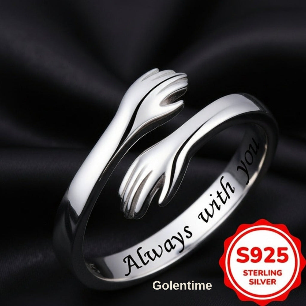 GOLENTIME Bague Hug Ajustable Argent 925 — Cadeau Femme Mère Sœur