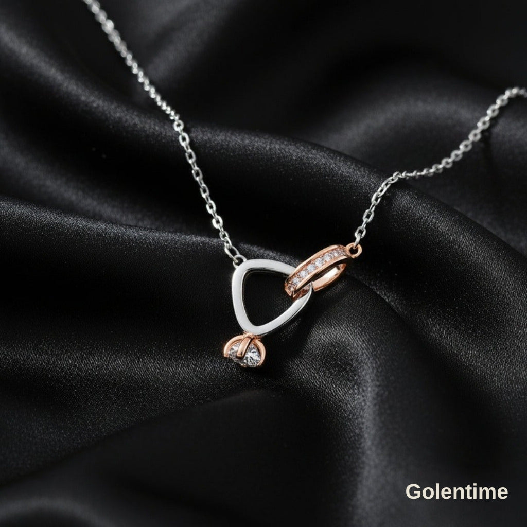 Collier Pendentif Alliance et Solitaire Entrelacés — Argent 925 et Oxydes de Zirconium