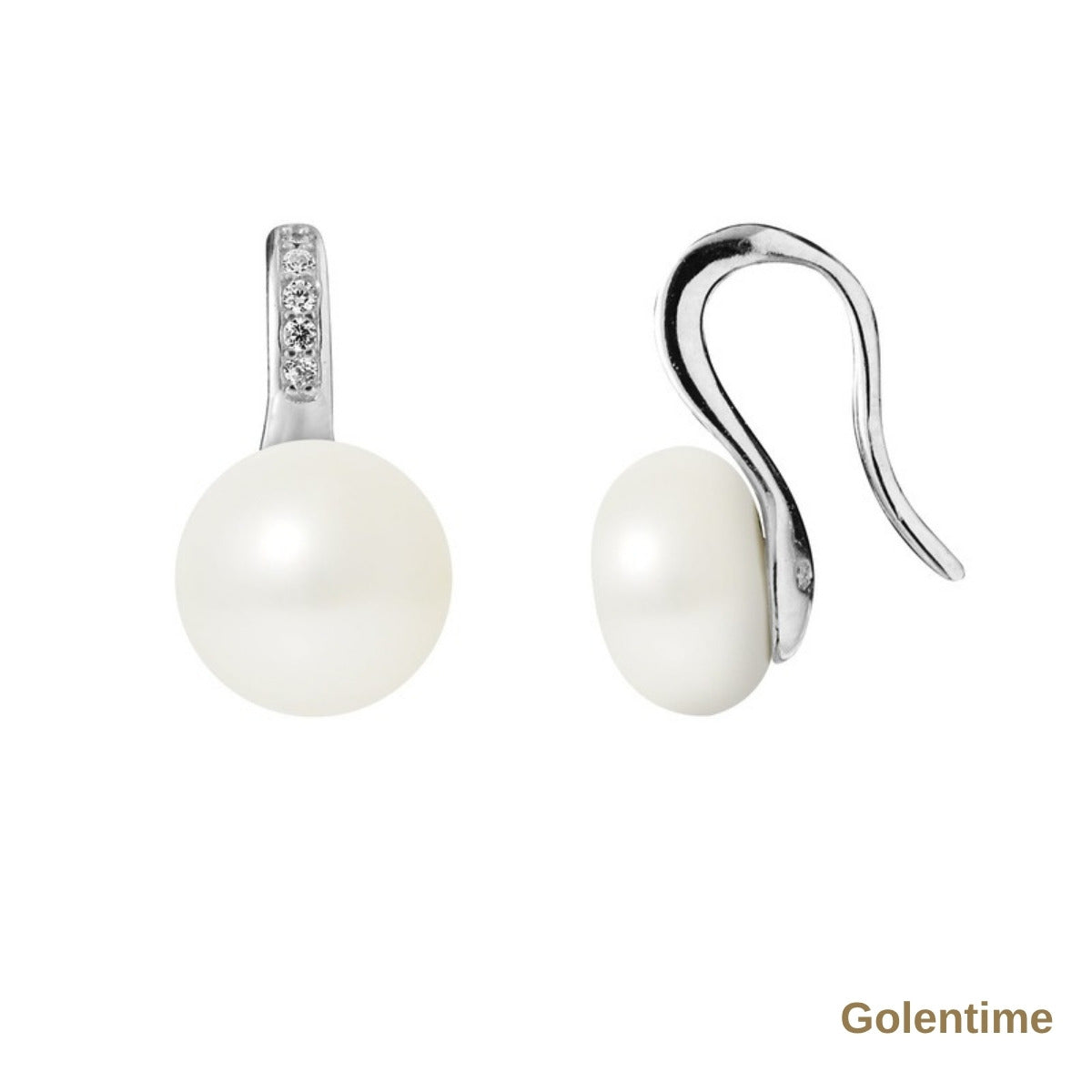 Perlinea Boucles d'Oreilles Joaillerie Perles d'Eau Douce Blanches — Argent 925