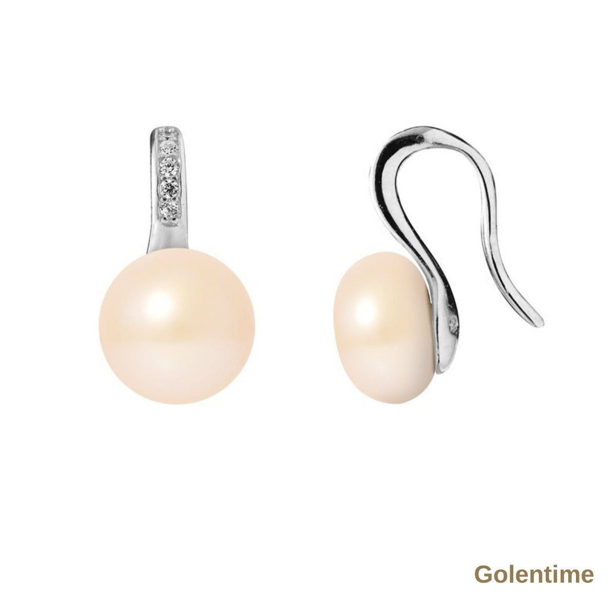 Perlinea Boucles d'Oreilles Joaillerie Perles d'Eau Douce Roses — Argent 925