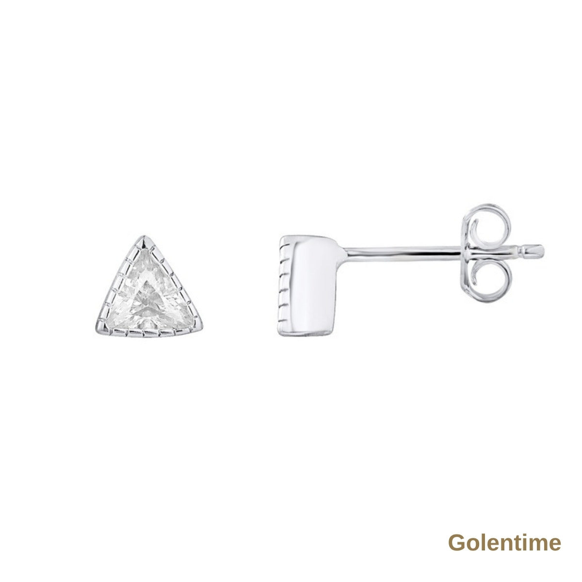 Boucles d'Oreilles Triangle — Argent 925 et Oxydes de Zirconium Blancs