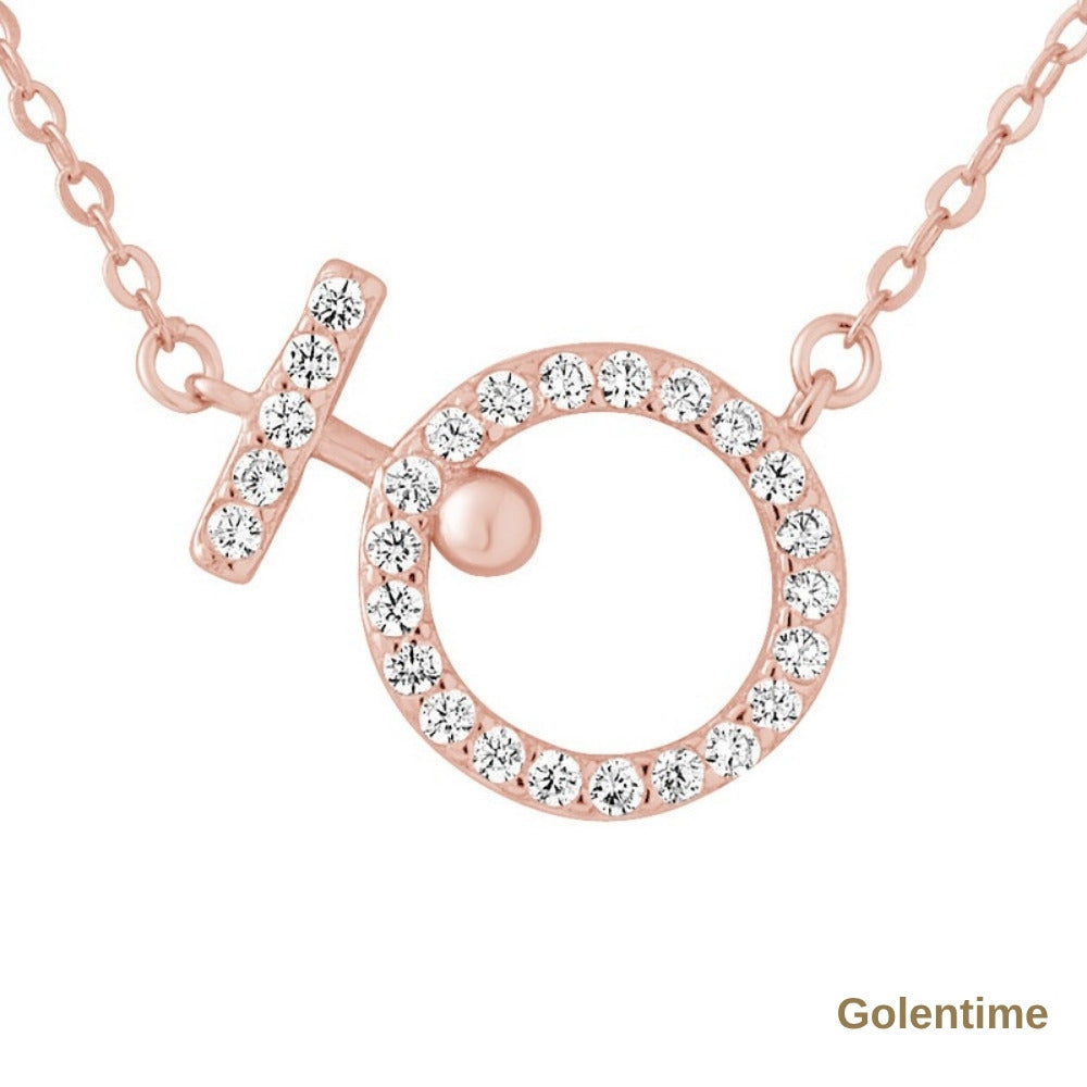Collier Cercle Petit Modèle — Argent 925 Plaqué Or Rose et Oxydes de Zirconium