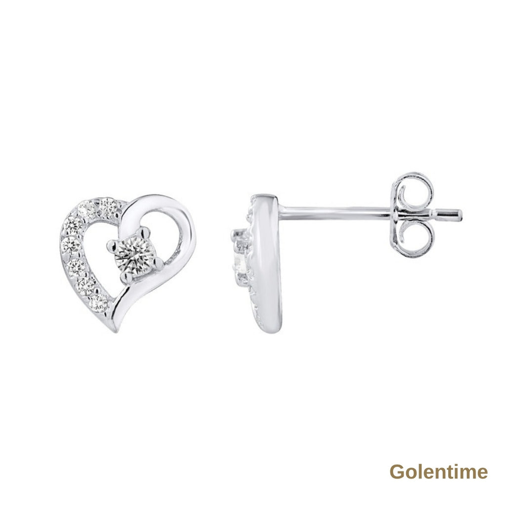 Boucles d'Oreilles Cœur — Argent 925 et Oxydes de Zirconium