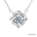 Collier Solitaire Serti Carré — Argent 925 et Oxydes de Zirconium