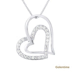 Collier Double Cœur 45 cm — Argent 925 et Oxydes de Zirconium