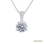 Collier Solitaire Bélière Sertie 45 cm — Argent 925 et Oxydes de Zirconium
