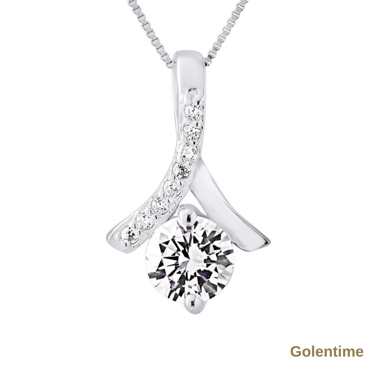 Collier Fantaisie 45 cm — Argent 925, Bélière Sertie d'Oxyde de Zirconium