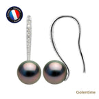 Perlinea Boucles d'Oreilles Perles de Tahiti Rondes 8-9 mm — Argent 925