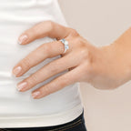 Perlinea Bague Perle d'Eau Douce Bouton 5-6 mm Blanc, Taille Réglable — Argent 925, vue 3