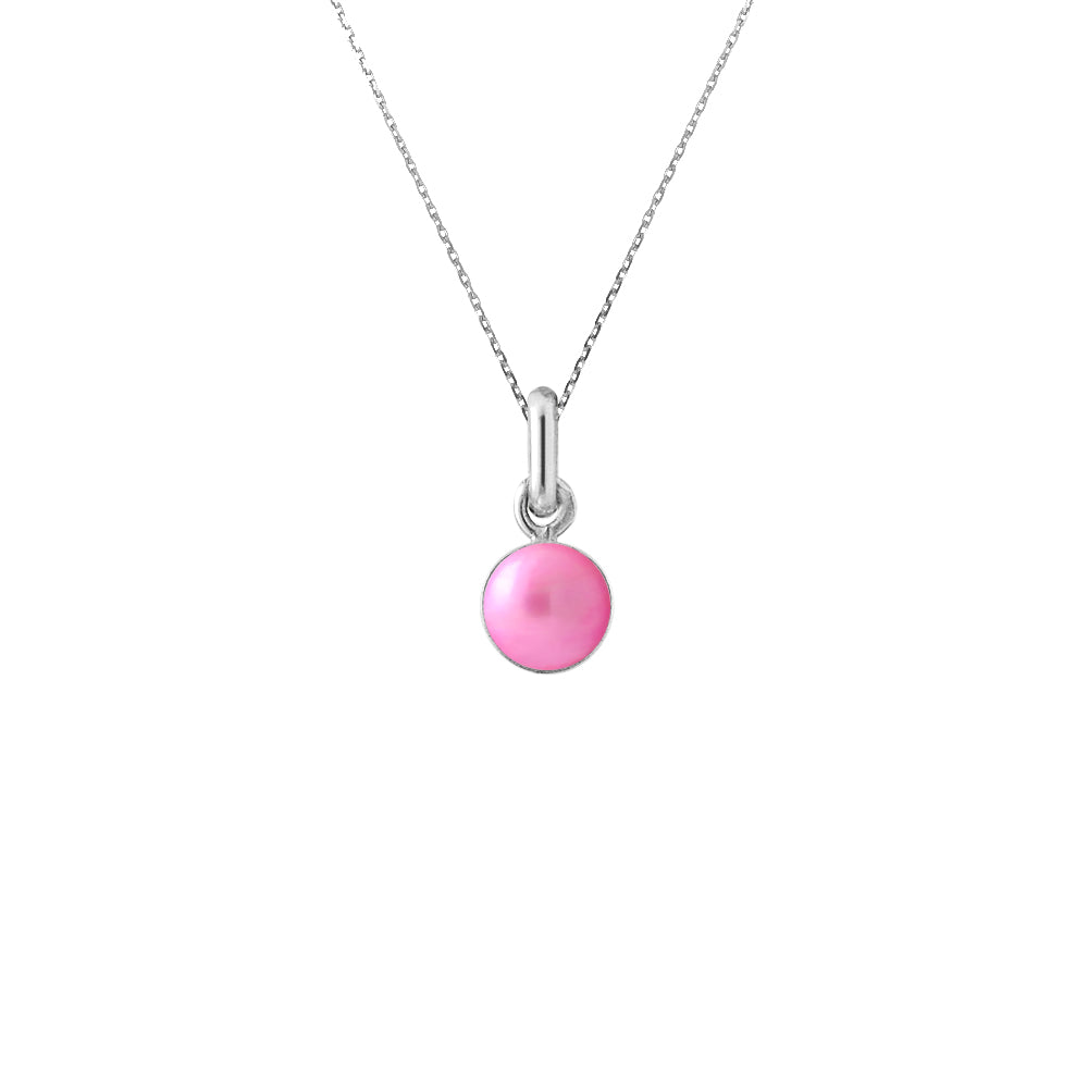 Perlinea Collier Perle de Culture Rose Fuchsia 6-7 mm — Argent 925, vue 2