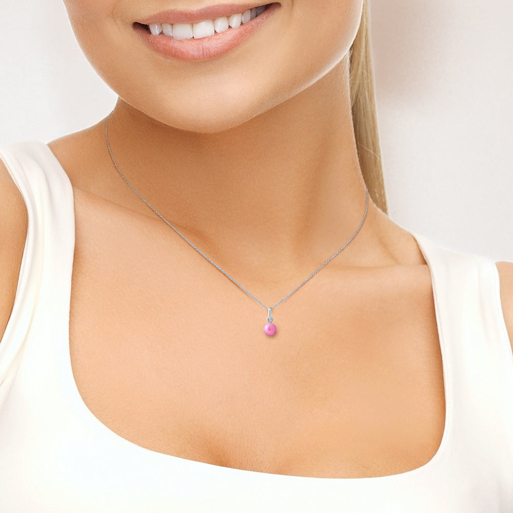 Perlinea Collier Perle de Culture Rose Fuchsia 6-7 mm — Argent 925, vue 3