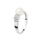 Perlinea Bague Jonc Moderne Perle d'Eau Douce Bouton 8-9 mm Blanc — Argent 925, vue 2