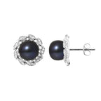 Perlinea Boucles d'Oreilles Corolle Perles d'Eau Douce Black Tahiti — Argent 925, vue 2