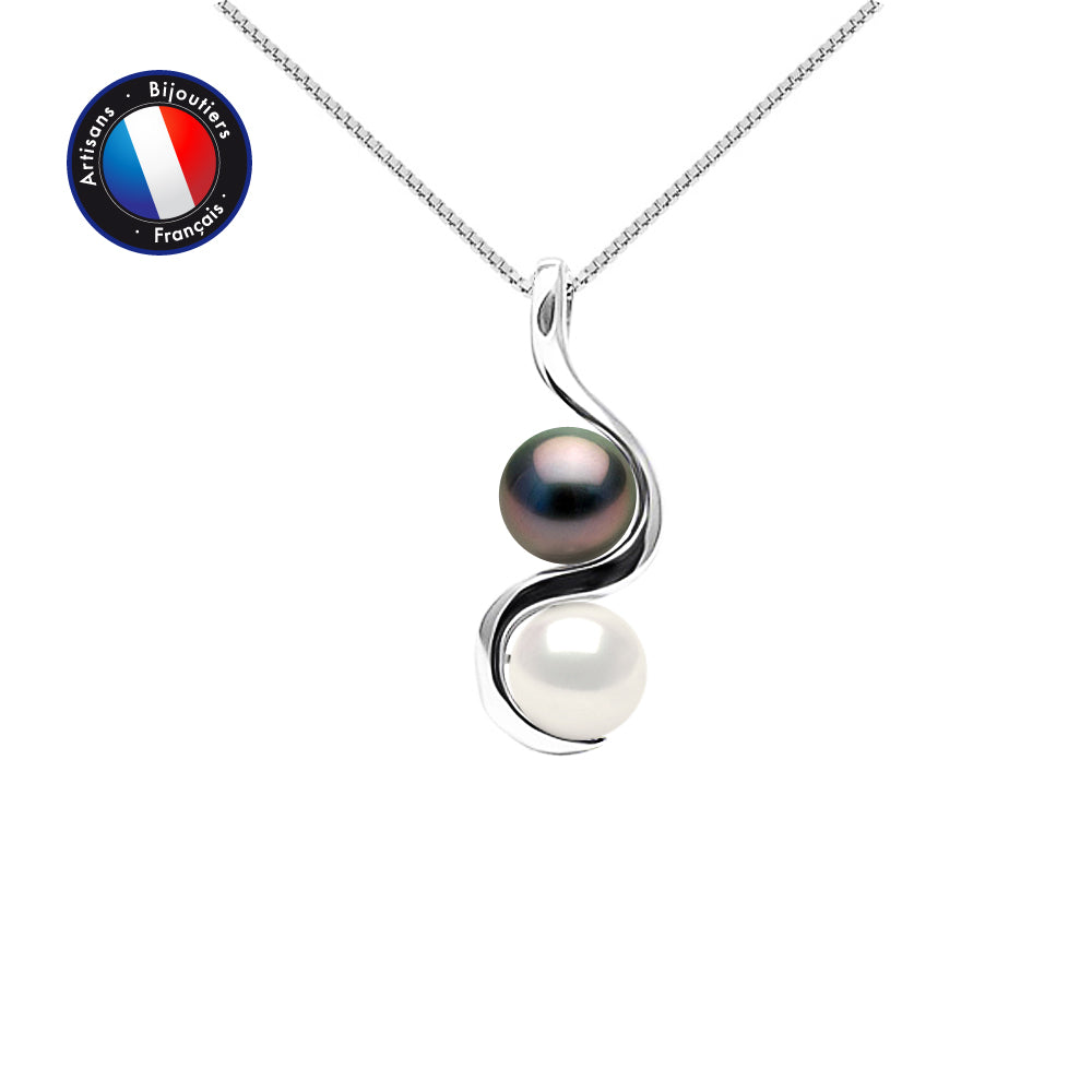 Perlinea Collier Perle d'Eau Douce et Perle de Tahiti Rondes 8-9 mm, vue 2