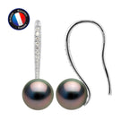Perlinea Boucles d'Oreilles Perles de Tahiti Rondes 8-9 mm — Argent 925, vue 2