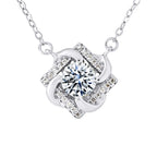 Collier Solitaire Serti Carré — Argent 925 et Oxydes de Zirconium, vue 2
