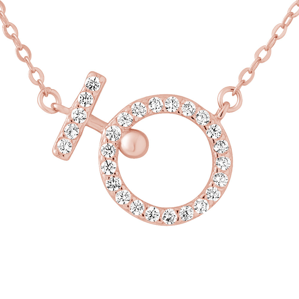 Collier Cercle Petit Modèle — Argent 925 Plaqué Or Rose et Oxydes de Zirconium, vue 2