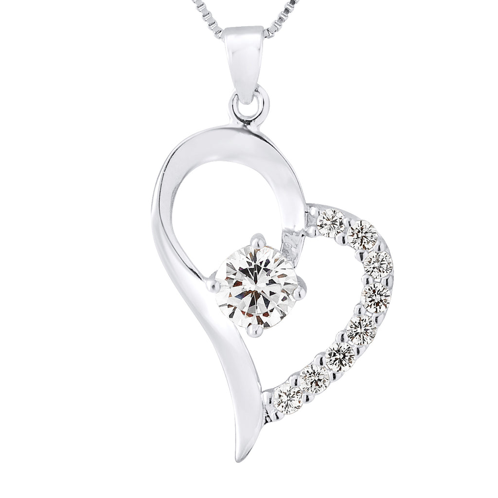 Collier Cœur Ouvert 45 cm — Argent 925 et Oxydes de Zirconium, vue 2