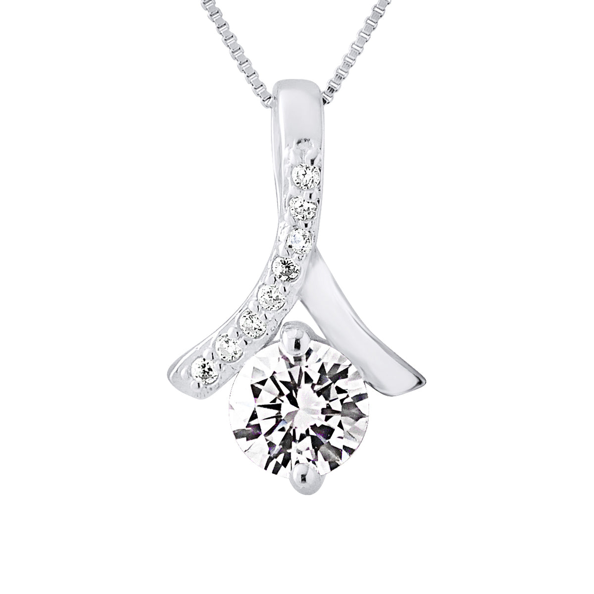 Collier Fantaisie 45 cm — Argent 925, Bélière Sertie d'Oxyde de Zirconium, vue 2