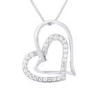 Collier Double Cœur 45 cm — Argent 925 et Oxydes de Zirconium, vue 2