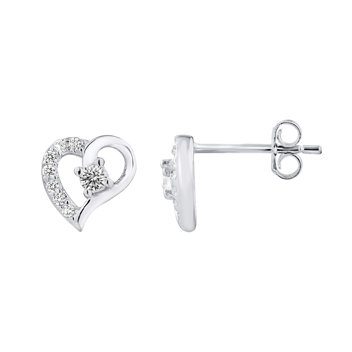 Boucles d'Oreilles Cœur — Argent 925 et Oxydes de Zirconium, vue 2