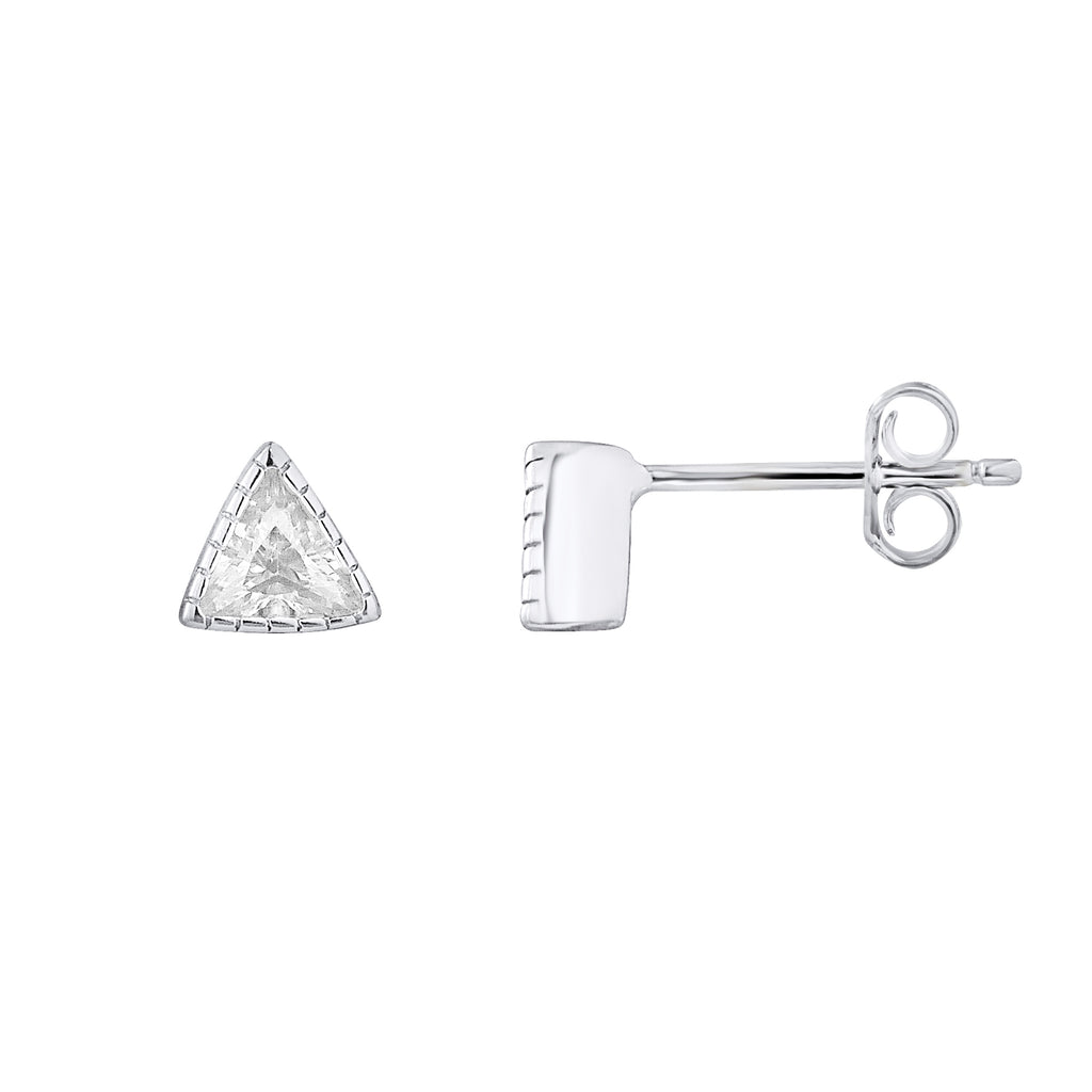 Boucles d'Oreilles Triangle — Argent 925 et Oxydes de Zirconium Blancs, vue 2