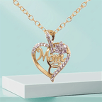 1pc Elegant "Mom" Heart Pendant Necklace with Sparkling Flowers - Golden-Tone Zinc Alloy, Perfect for Birthdays, Anniversaries, and Holidays, Ideal Gift for Moms, Mothers Day Jewelry|Elegant Script Design|Zinc Alloy Necklace,