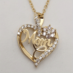 1pc Elegant "Mom" Heart Pendant Necklace with Sparkling Flowers - Golden-Tone Zinc Alloy, Perfect for Birthdays, Anniversaries, and Holidays, Ideal Gift for Moms, Mothers Day Jewelry|Elegant Script Design|Zinc Alloy Necklace,