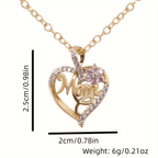1pc Elegant "Mom" Heart Pendant Necklace with Sparkling Flowers - Golden-Tone Zinc Alloy, Perfect for Birthdays, Anniversaries, and Holidays, Ideal Gift for Moms, Mothers Day Jewelry|Elegant Script Design|Zinc Alloy Necklace,