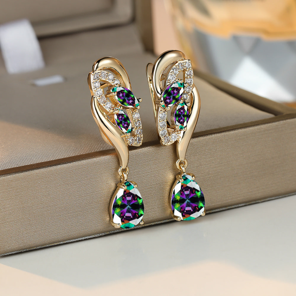 Romantic Flower Dangle Earrings Women Birthstone Party Earrings Jewelry Gifts