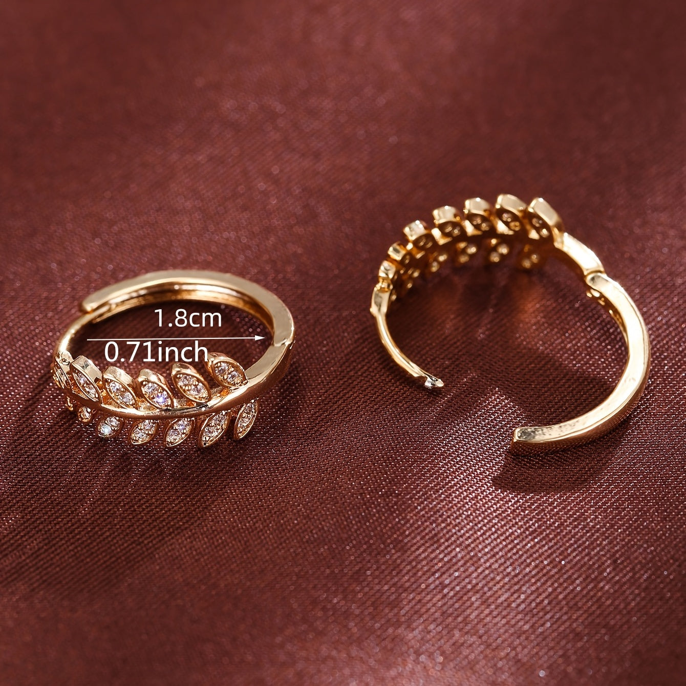[1Pair Leaf Earrings] Zirconia Inlaid Leaf-Shaped Hoop Huggie Earrings for Women 1Pair Holiday Jewelry