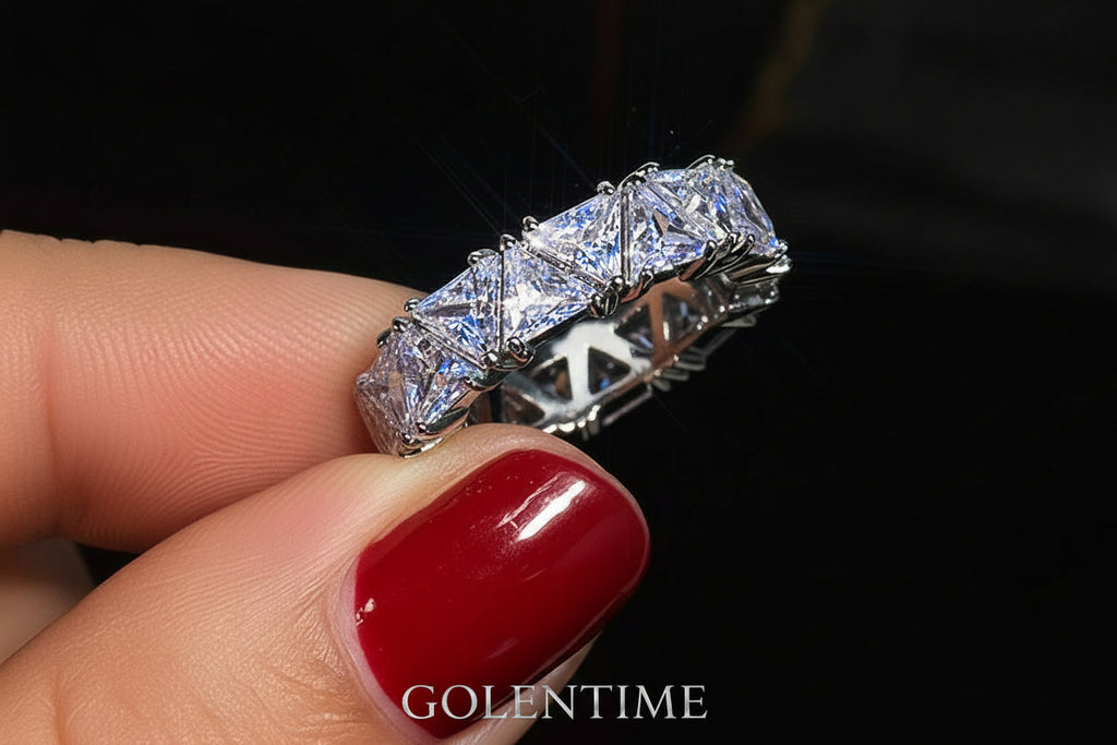 Trendy Hand Jewelry, Full Triangle Zirconia Ring, Creative Gift Finger Ring, Exquisite Men's Accessory Jewelry Ornament For Daily Wear For Banquet Party Holiday Birthday Anniversary Gift