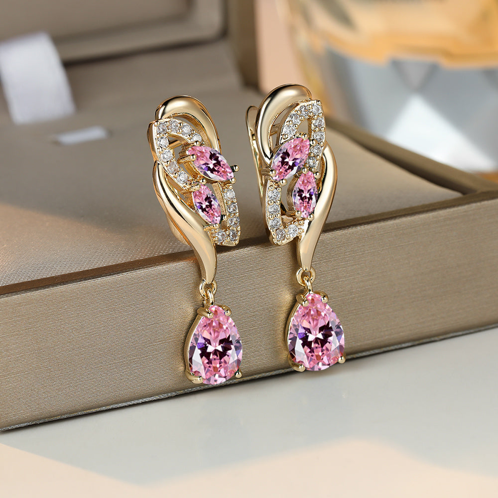 Romantic Flower Dangle Earrings Women Birthstone Party Earrings Jewelry Gifts