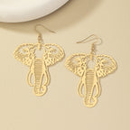 Elegant Copper 14K Plated Hollow Elephant Design Dangle Earrings - Trendy Minimalist Style Jewelry for Women - Unique Gift Idea with Exquisite Craftsmanship and Durable Plating