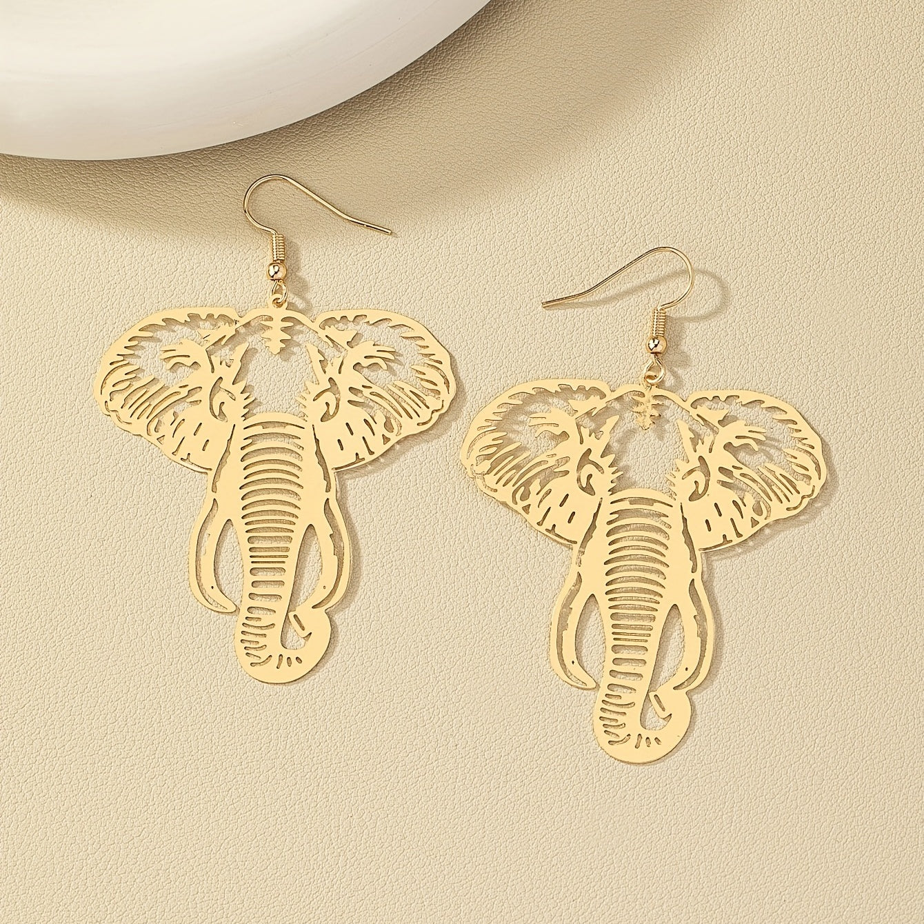 Elegant Copper 14K Plated Hollow Elephant Design Dangle Earrings - Trendy Minimalist Style Jewelry for Women - Unique Gift Idea with Exquisite Craftsmanship and Durable Plating