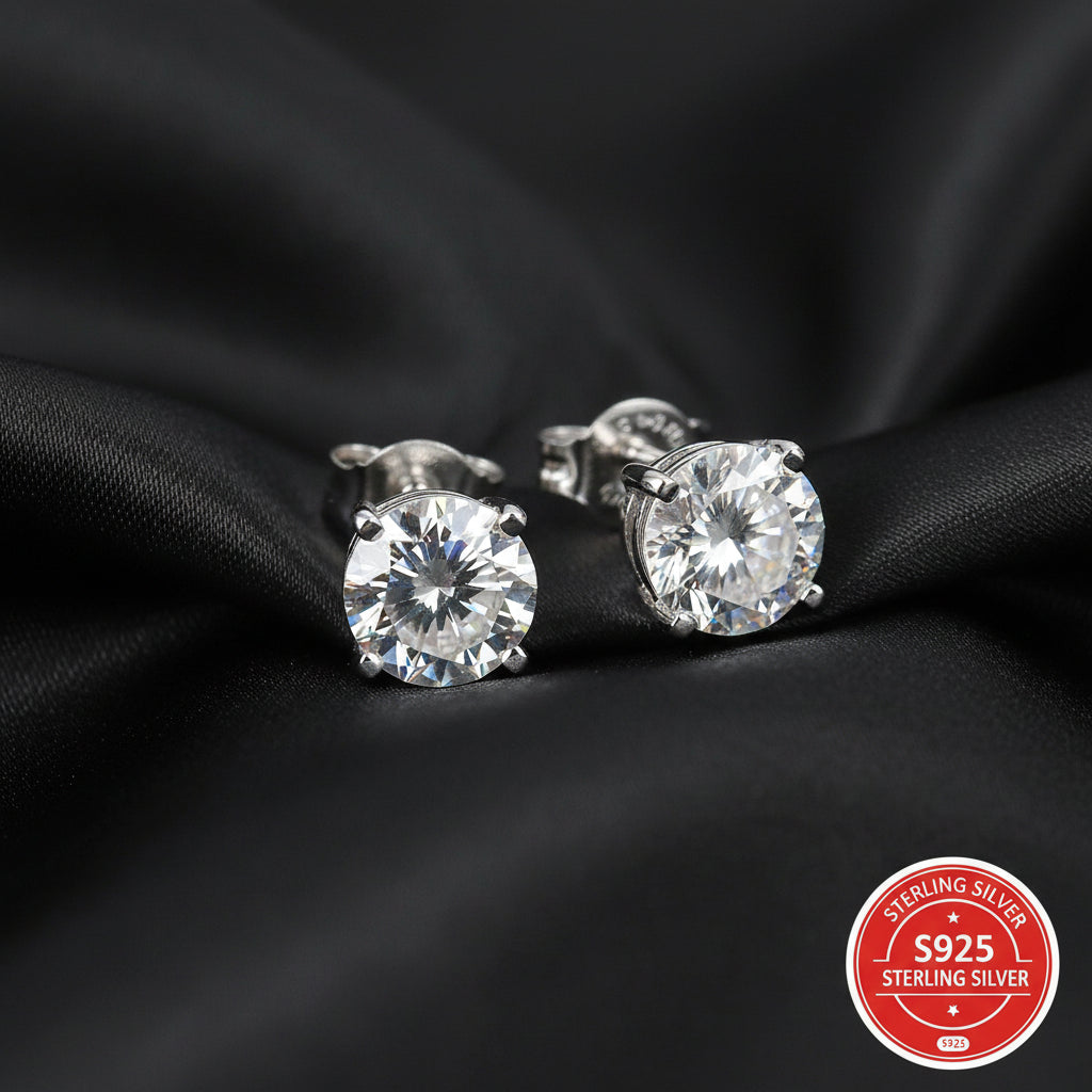 3 claw screw back, 925 sterling Silvery earrings, suitable for women and adolescents, Valentine's Day engaSynthetic Gemstoneent jewelry gift screw back earrings hypoallergenic 6/7/8mm