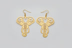 Elegant Copper 14K Plated Hollow Elephant Design Dangle Earrings - Trendy Minimalist Style Jewelry for Women - Unique Gift Idea with Exquisite Craftsmanship and Durable Plating