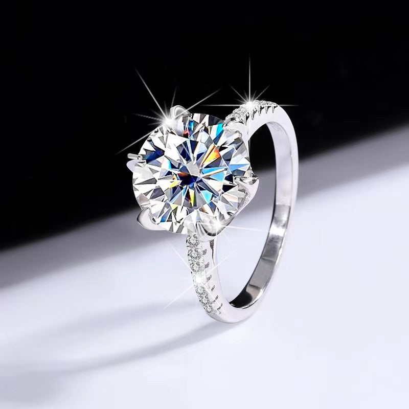 5ct Moissanite Ring 925 Sterling Silver Light Luxury Jewelry For Evening Party Perfect Proposal Gift For Your Girl With Certificate And Gift Box