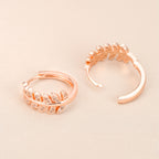 [1Pair Leaf Earrings] Zirconia Inlaid Leaf-Shaped Hoop Huggie Earrings for Women 1Pair Holiday Jewelry
