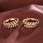 [1Pair Leaf Earrings] Zirconia Inlaid Leaf-Shaped Hoop Huggie Earrings for Women 1Pair Holiday Jewelry