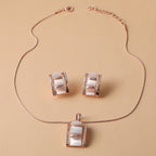 [Birthday Party Ceremony Gift] Women's And Stylish Rectangular Imitation Cat's Eye Stone Necklace And Earrings Jewelry Set, Rhinestone Pendant Earrings Two-Piece Set, Birthday/Party/Ceremony/Accessory Gift