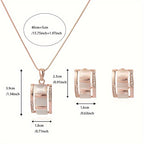 [Birthday Party Ceremony Gift] Women's And Stylish Rectangular Imitation Cat's Eye Stone Necklace And Earrings Jewelry Set, Rhinestone Pendant Earrings Two-Piece Set, Birthday/Party/Ceremony/Accessory Gift