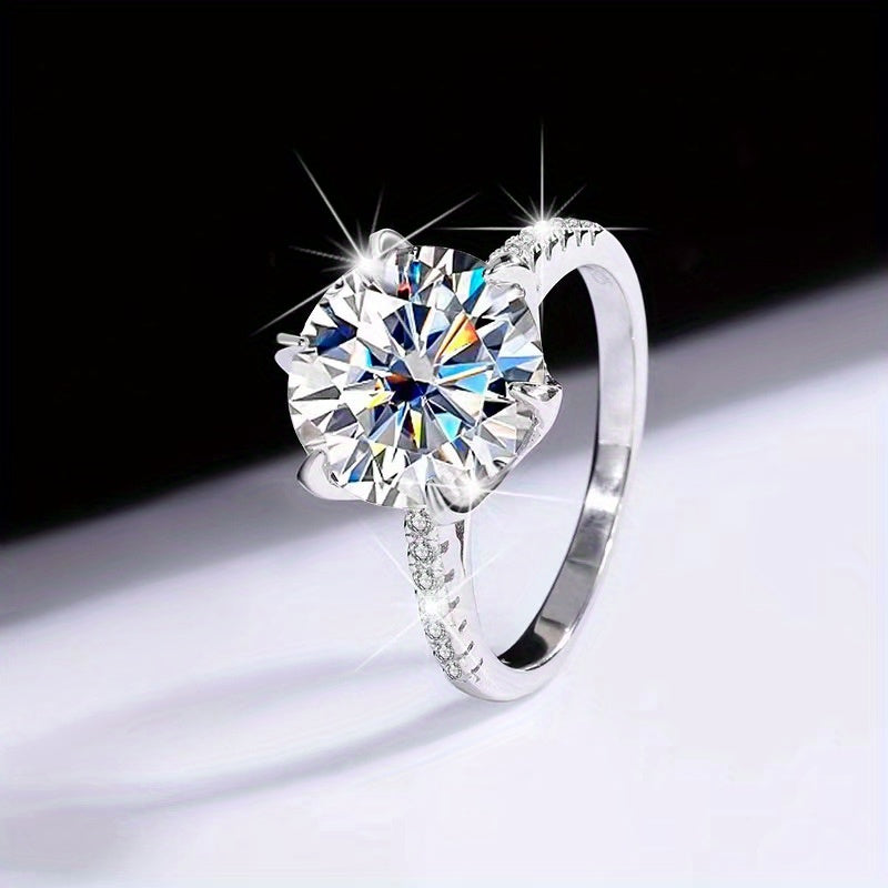 5ct Moissanite Ring 925 Sterling Silver Light Luxury Jewelry For Evening Party Perfect Proposal Gift For Your Girl With Certificate And Gift Box