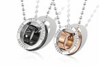 Wholesale Jewelry, Korean-Style Fashionable New Jewelry, Two-Color Double-Ring 201 201 Stainless Steel Couple Necklace