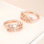 [1Pair Leaf Earrings] Zirconia Inlaid Leaf-Shaped Hoop Huggie Earrings for Women 1Pair Holiday Jewelry