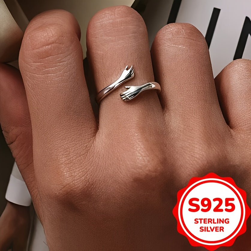 Elegant Adjustable 925 Sterling Silvery Hug Ring - Perfect Gift for Women, Mom, Sister, Wife on Mother's Day & Birthdays, Teen Girls, Jewelry, 2.4g