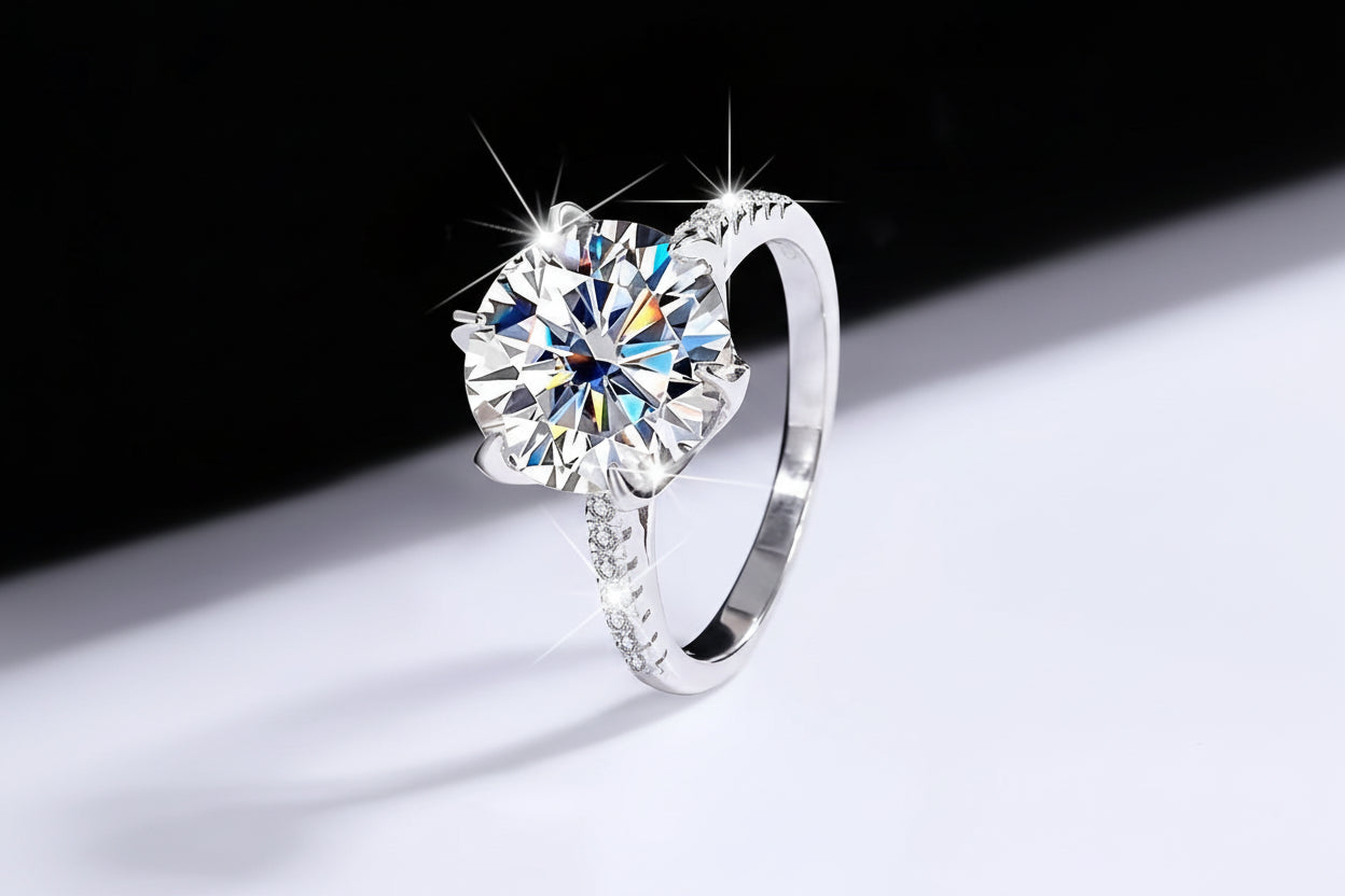 5ct Moissanite Ring 925 Sterling Silver Light Luxury Jewelry For Evening Party Perfect Proposal Gift For Your Girl With Certificate And Gift Box