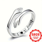 Elegant Adjustable 925 Sterling Silvery Hug Ring - Perfect Gift for Women, Mom, Sister, Wife on Mother's Day & Birthdays, Teen Girls, Jewelry, 2.4g