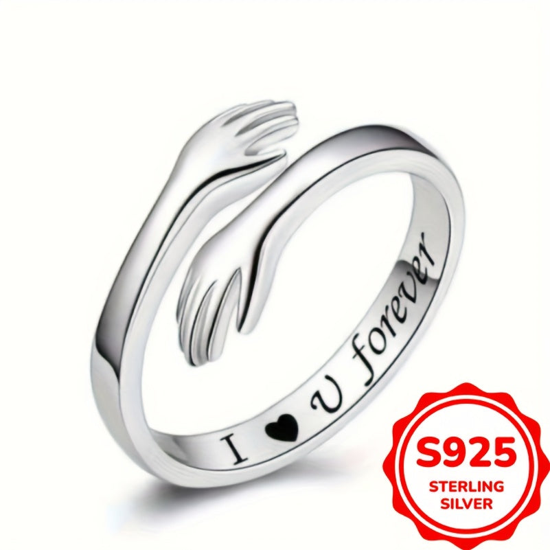 Elegant Adjustable 925 Sterling Silvery Hug Ring - Perfect Gift for Women, Mom, Sister, Wife on Mother's Day & Birthdays, Teen Girls, Jewelry, 2.4g